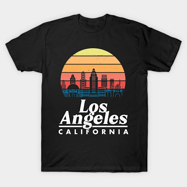 Retro Los Angeles Skyline T-Shirt by swissles